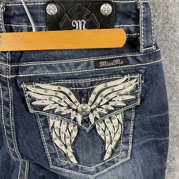 Miss Me Womens Ankle Straight Mid-Rise Distressed Raw Hem Jeans Size 27 - Picture 8 of 13